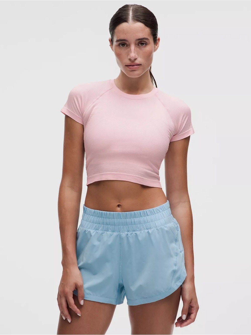 lululemon Swiftly Tech Cropped Short Sleeve Shirt 2.0 Pink Performance Top 6